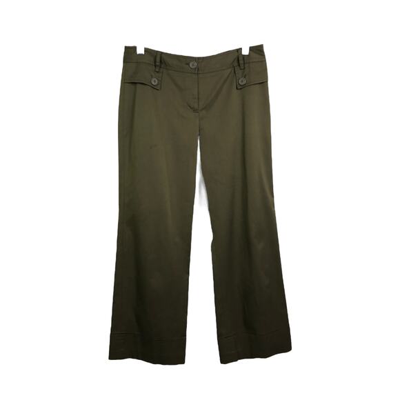 Ann Taylor LOFT Pants - Ann Taylor LOFT Women's Wide-Leg Pants Olive Green Flat Front Stretch Sz 4